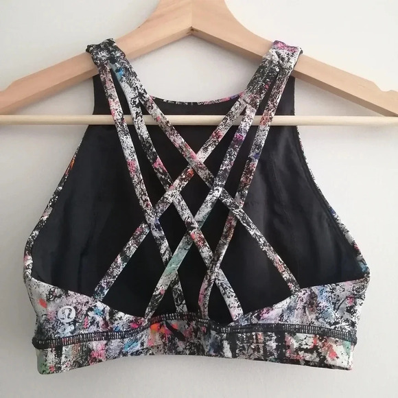 Lululemon Free To Be Serene Sports Bra High Neck Strappy Back Vitalize Multi 4 - Picture 3 of 16